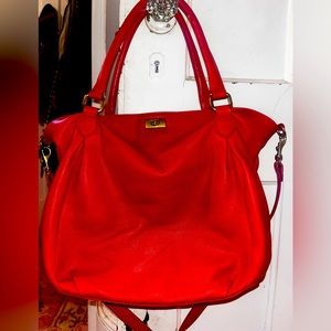 Coach esque J.Crew Red Leather Medium Sized Purse